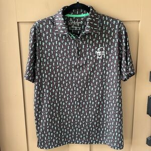 Barstool Golf New w Tag Sz S Men’s Novelty Cactus Print Polo Shirt Brown Green